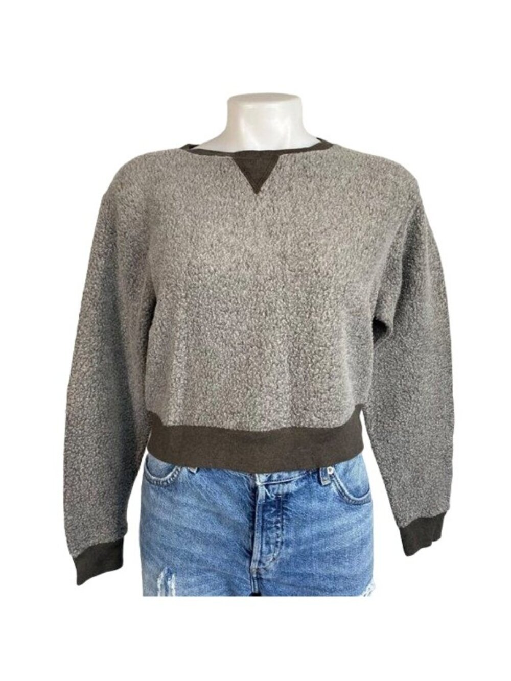 Goodlife Womens Reversible Sherpa Fleece Pullover Sweatshirt Small Gray & Brown - Picture 3 of 12